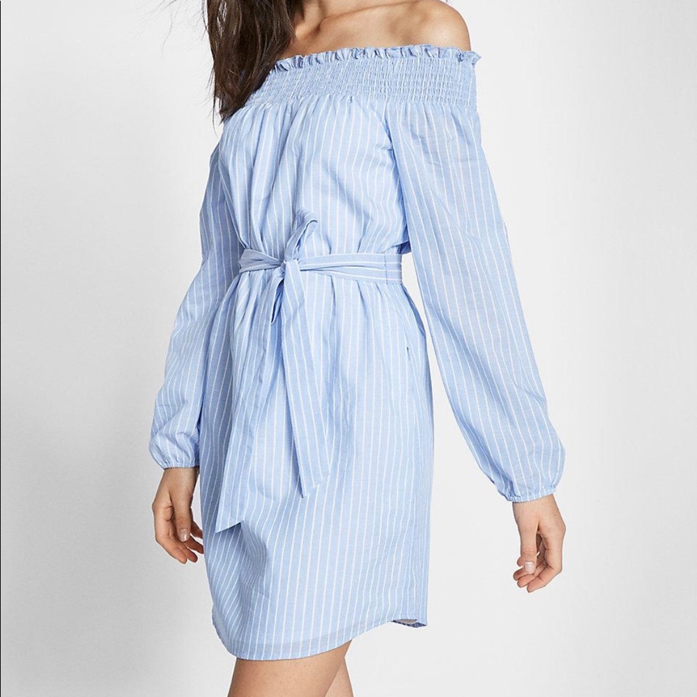 Express off shoulder striped dress